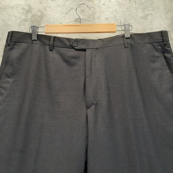 Santorelli Pants Mens 42x 27 Dark Gray Luxury Serge Wool Trousers Dress Slacks - Picture 9 of 11